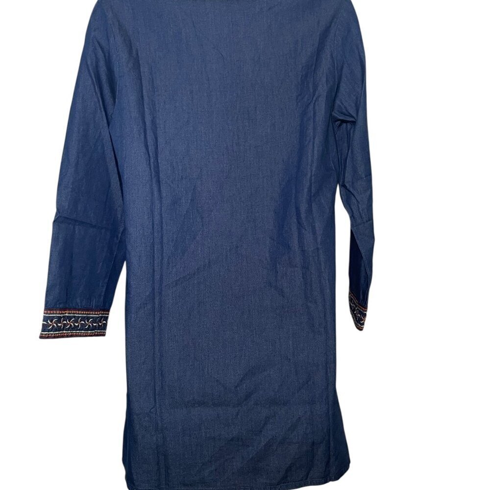 Guadalupe Designs Ellie Floral Denim Tunic Dress Embroidered Boho NWT Size M - Picture 2 of 6